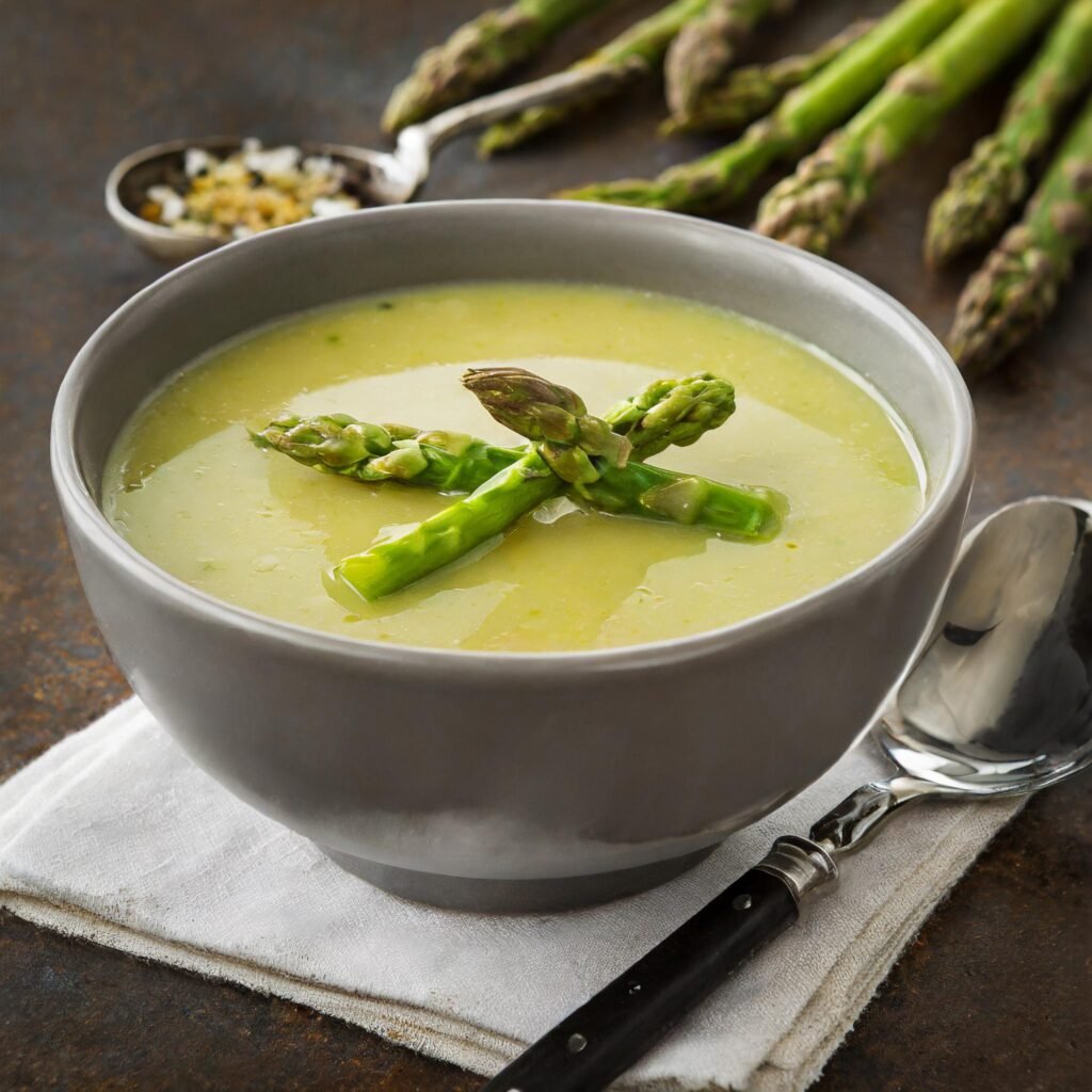A yummy soup with spring season foods.